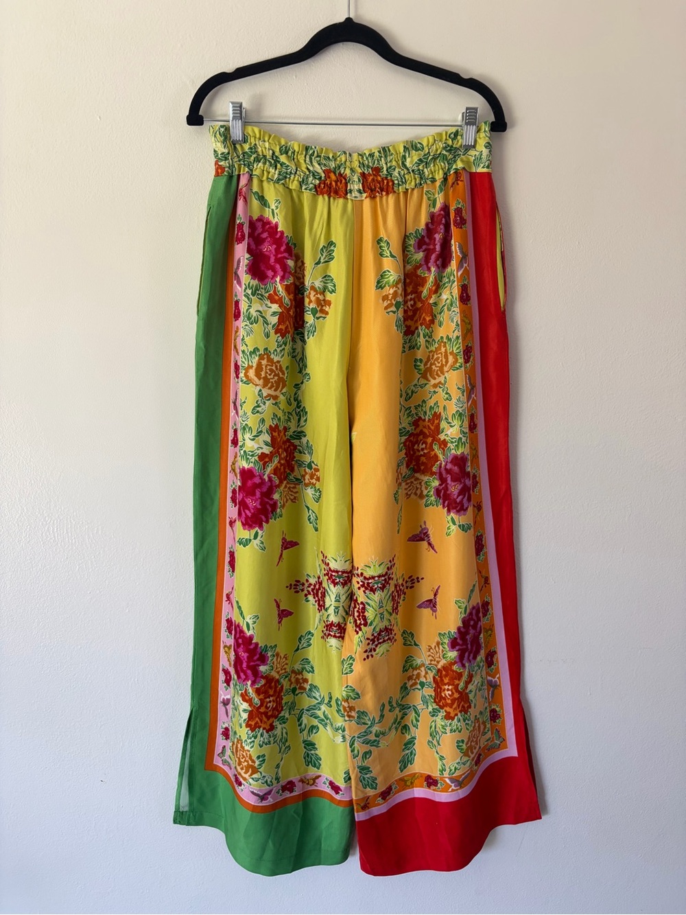 By Anthropology Colorful Floral Striped Pull-On Elastic Waist Wide Leg Pants - Picture 9 of 10